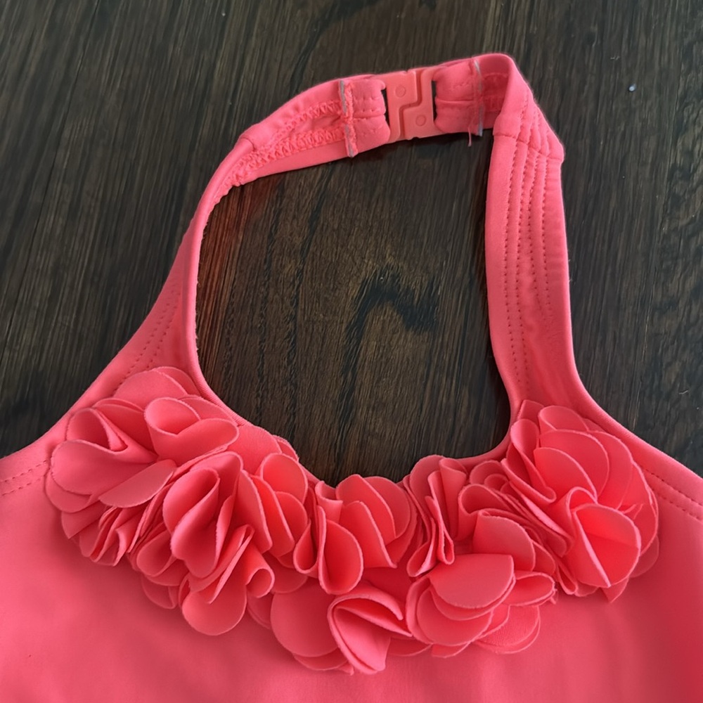 NWT ~ Coral Ruffle Halter Girls Long Bikini Set~Sz 12mo ~ UPF 50+ - Picture 2 of 10